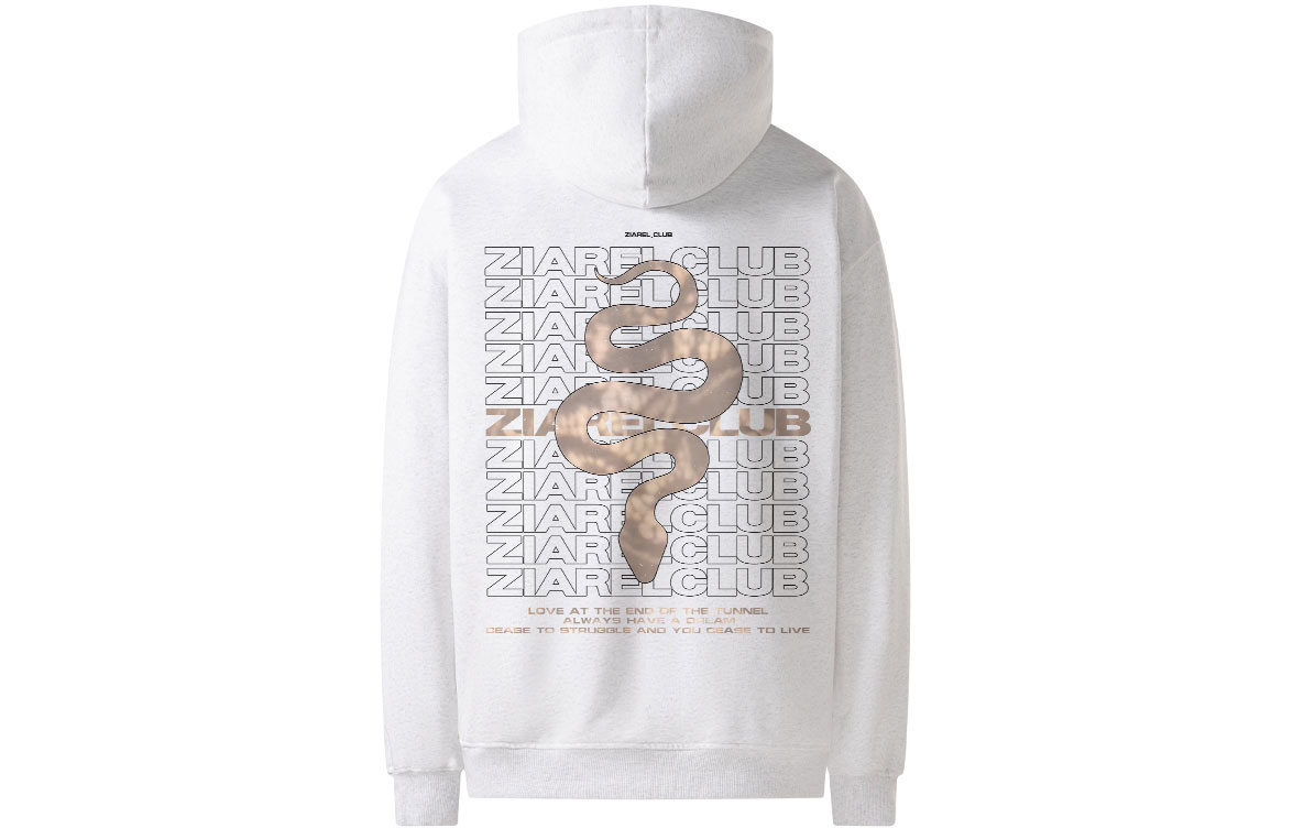 

Толстовка Unisex Hooded Moderate Heavyweight ZIAREL, белый heather серый