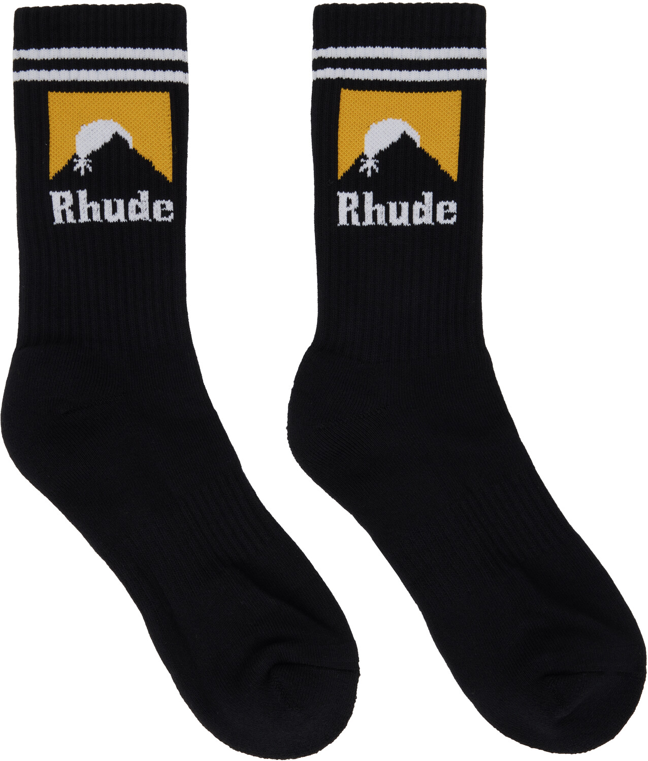 

Черные лунные носки Rhude, черный/белый/желтый