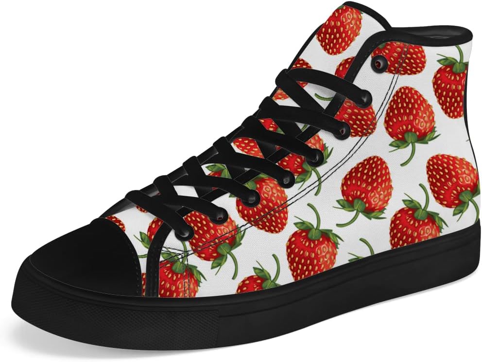 

Мужские и женские высокие кеды chebing с клубникой, на шнуровке, повседневные, белый