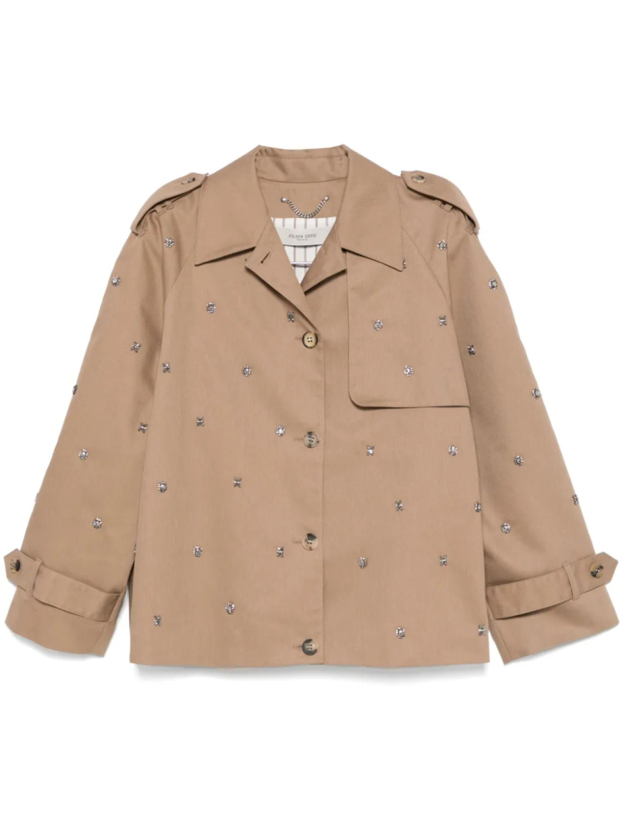 

Golden Goose укороченный тренч с пайетками, коричневый