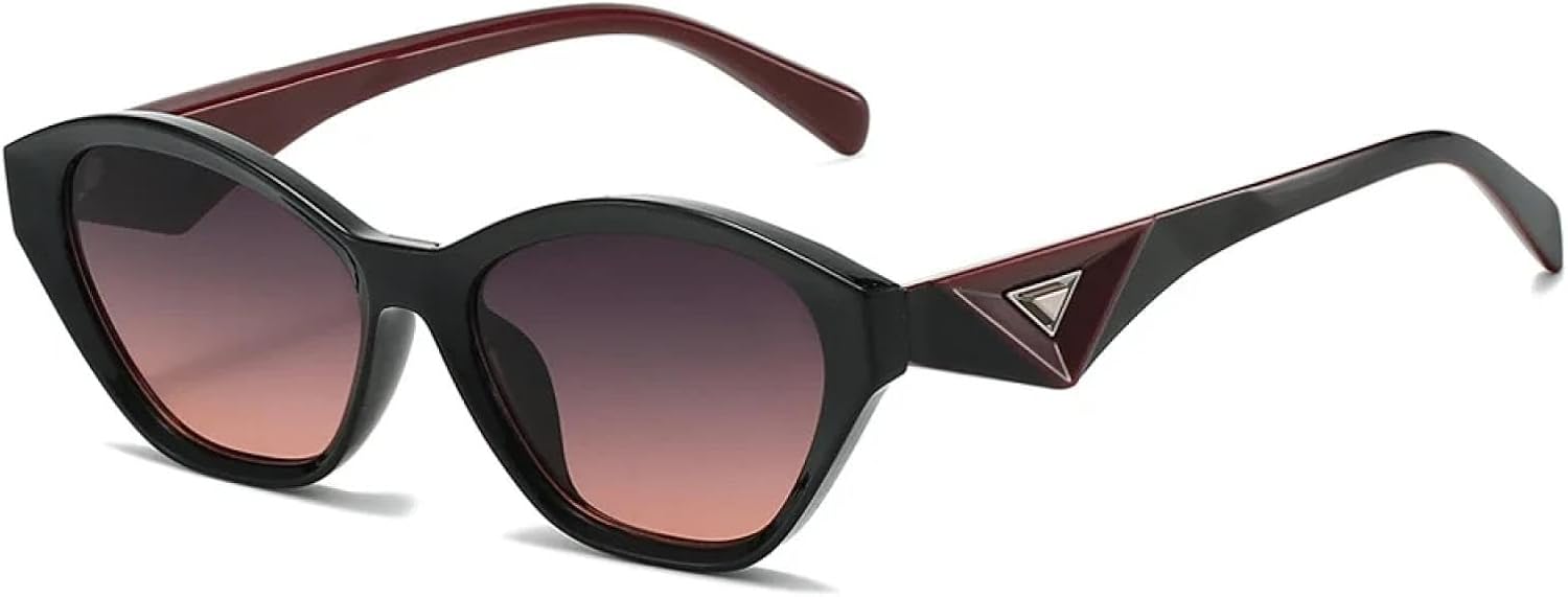 

Роскошные маленькие женские солнцезащитные очки «кошачий глаз», модные градиентные линзы, треугольные линзы для активного отдыха, мужские очки для вечеринок, защита от УФ-излучения UV400 TKKTLLT, Black Grey Pink