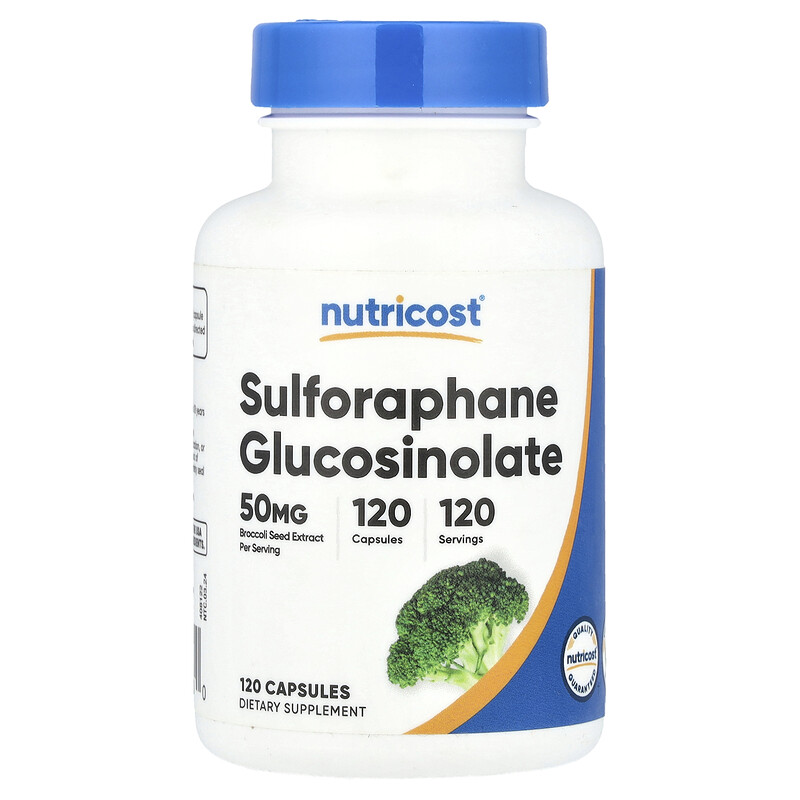 

Nutricost, Сульфорафан глюкозинолат, 50 мг, 120 капсул