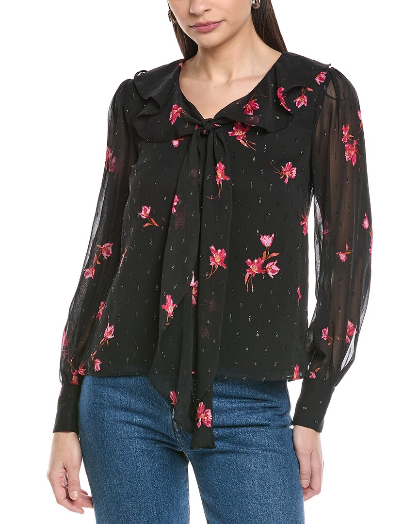 

Топ CeCe с оборками и V-образным вырезом, черный