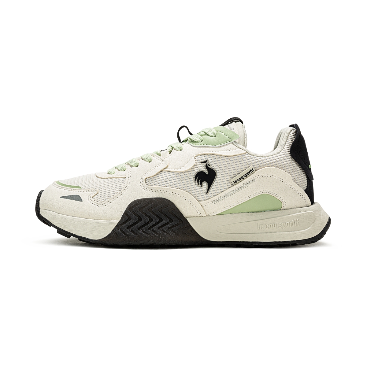 

Le Coq Sportif Антискользящие износостойкие низкие кеды унисекс бело-зеленые экрю/черные/зеленые, цвет Ecru/Black/Green