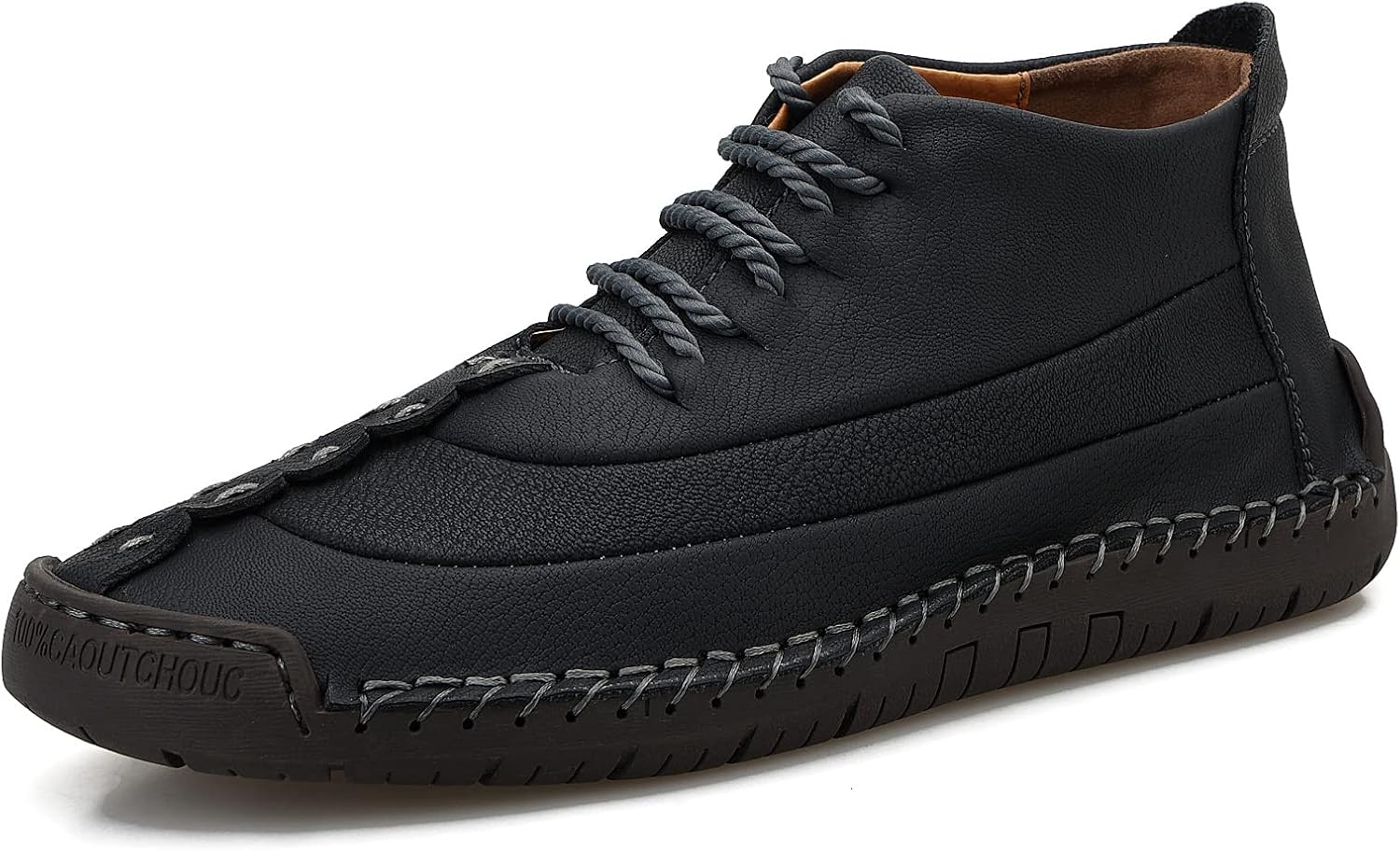 

Мужские кожаные ботинки, повседневные ботинки на шнуровке с поддержкой свода стопы, уличная обувь черного цвета, мокасины Dacnakby