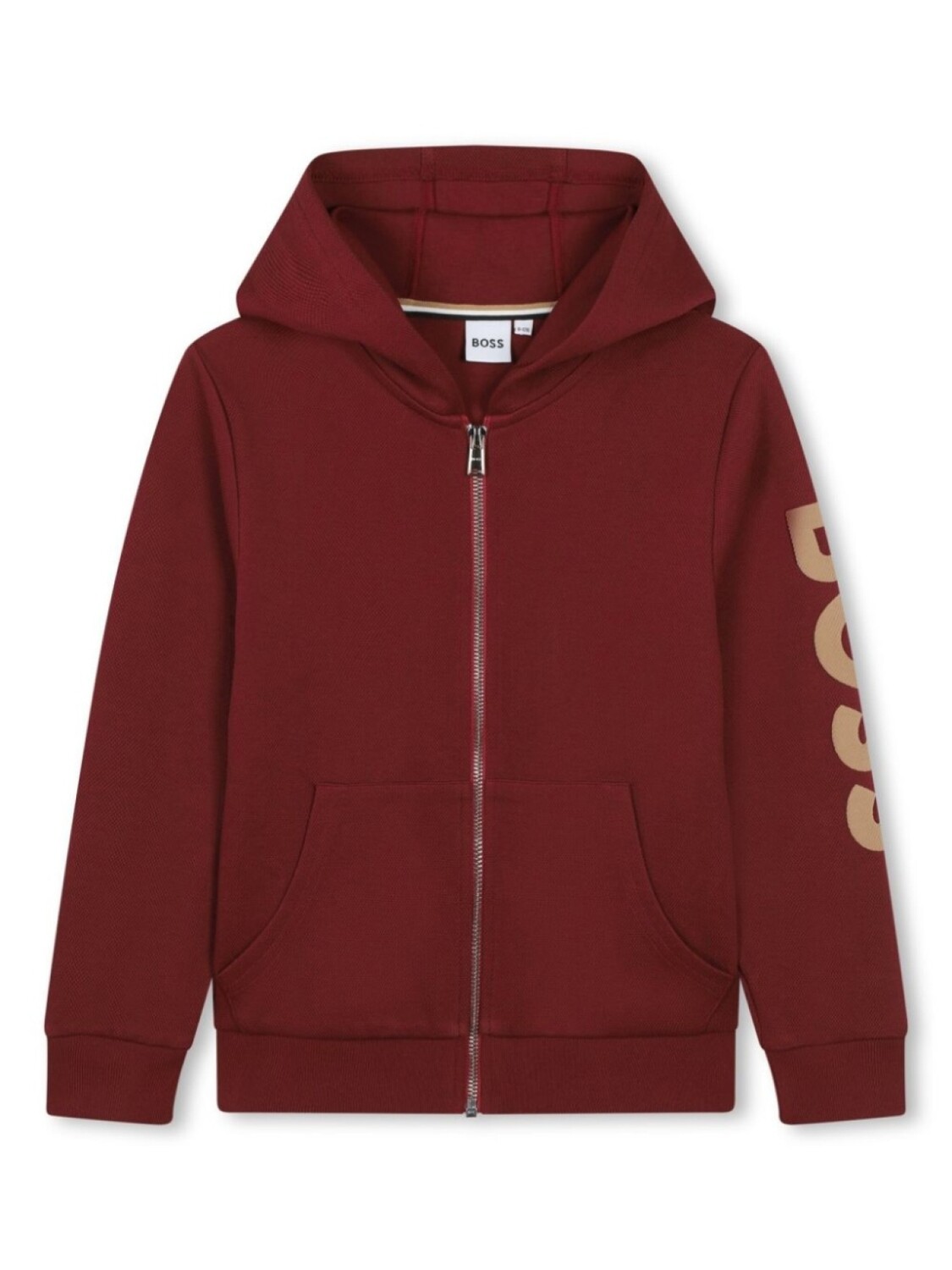 

BOSS Kidswear худи на молнии с логотипом, красный