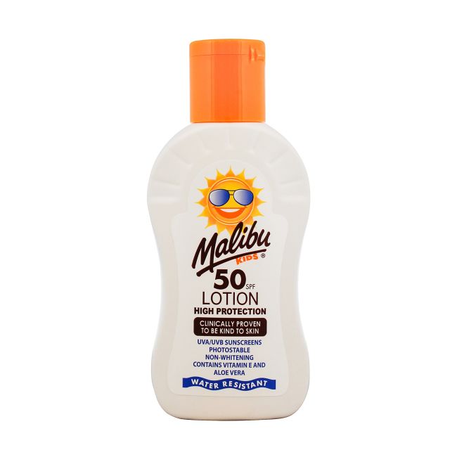 

Детский солнцезащитный лосьон spf50 Malibu, 100 мл