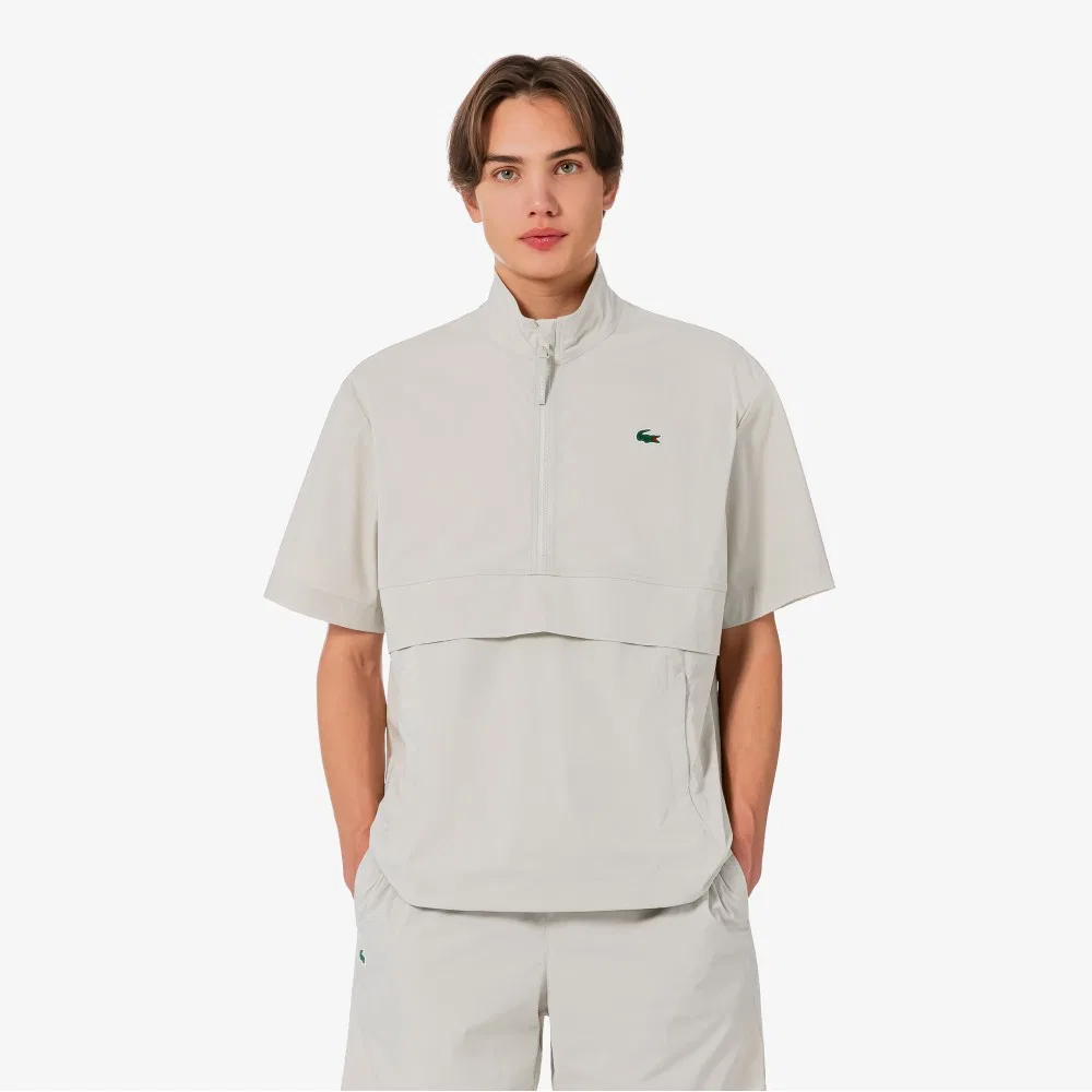 Мужской бежевый анорак Lacoste из эластичного тканого материала — фото 4