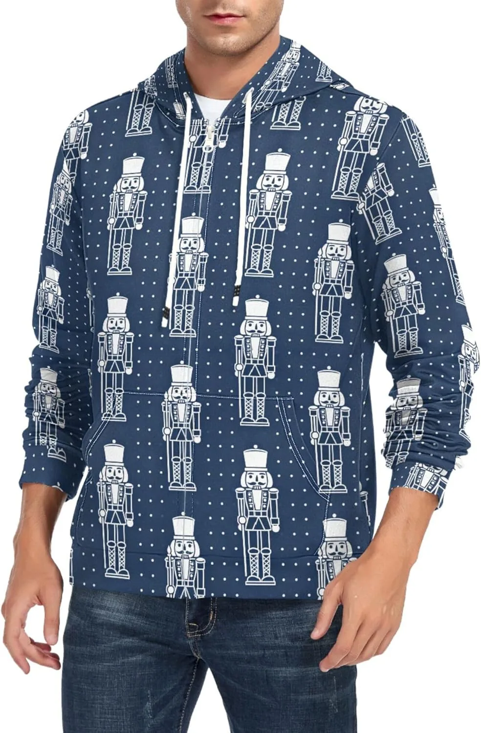 

Мужская толстовка с молнией и принтом "Щелкунчик" в синем цвете CUPADA