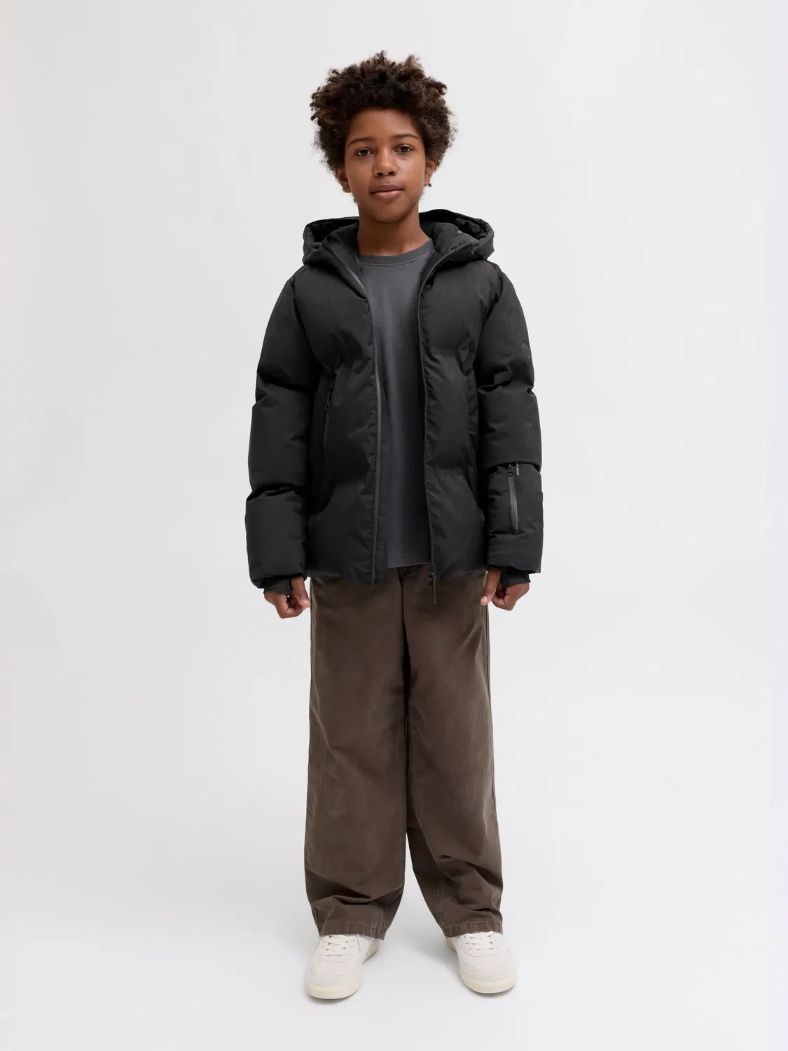Стеганая куртка с капюшоном JACK & JONES Junior, черный — фото 4