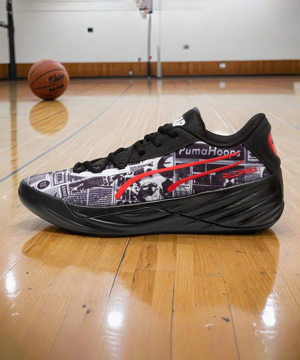 Баскетбольные кроссовки Puma Unisex Adult All-Pro Nitro Media Day, Black White For All Time Red — фото 2