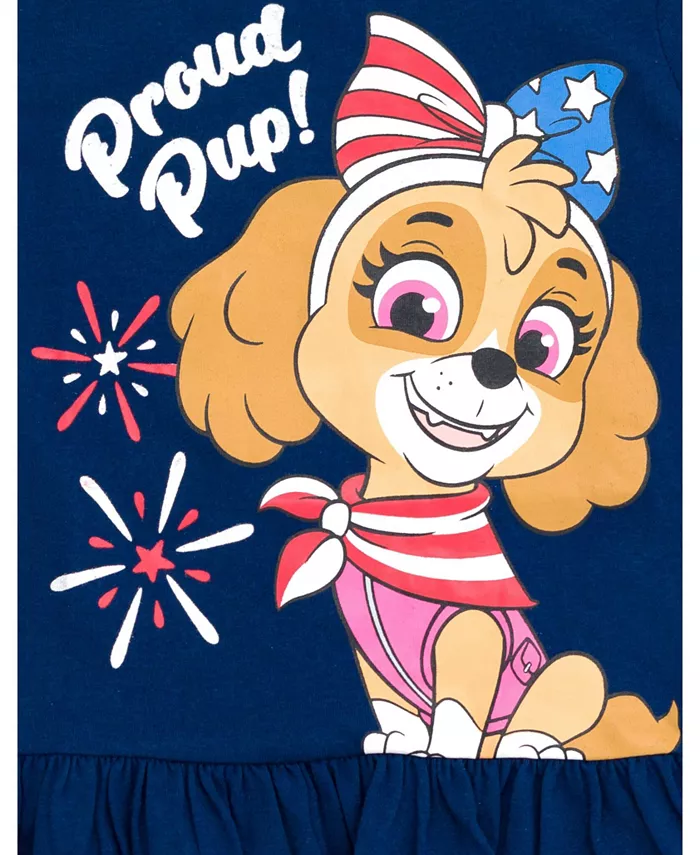 Комплект для девочки: футболка с баской Skye July 4th и шорты из твила Paw Patrol, синий — фото 3