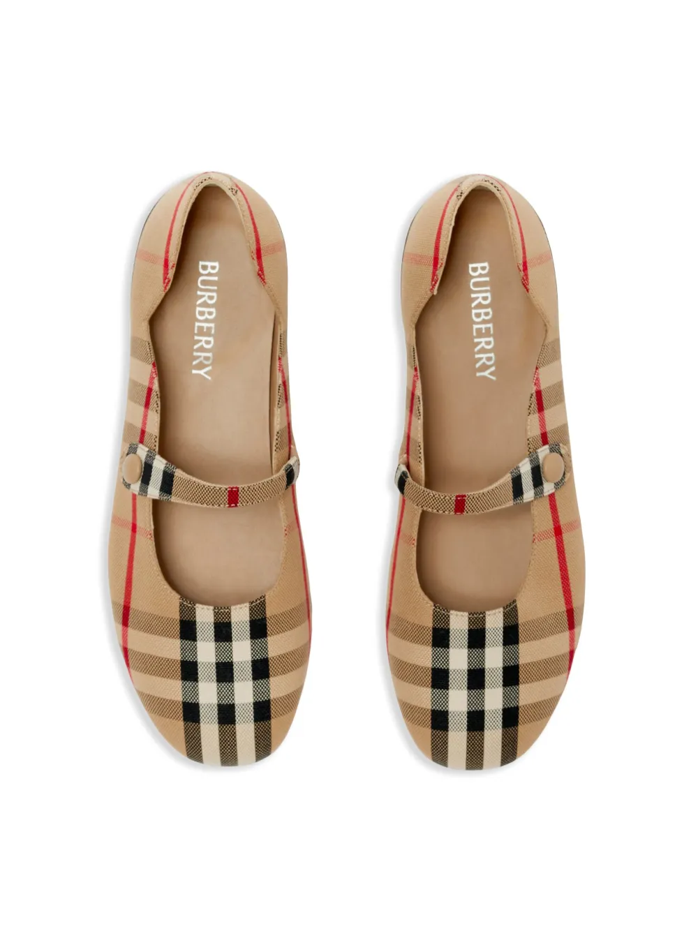 Клетчатые балетки Мэри Джейн BURBERRY KIDS, коричневый — фото 4