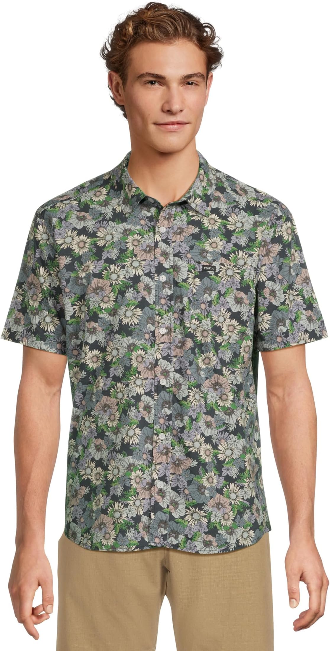 

Мужская ботаническая кофта с коротким рукавом RVCA, Garage Blue