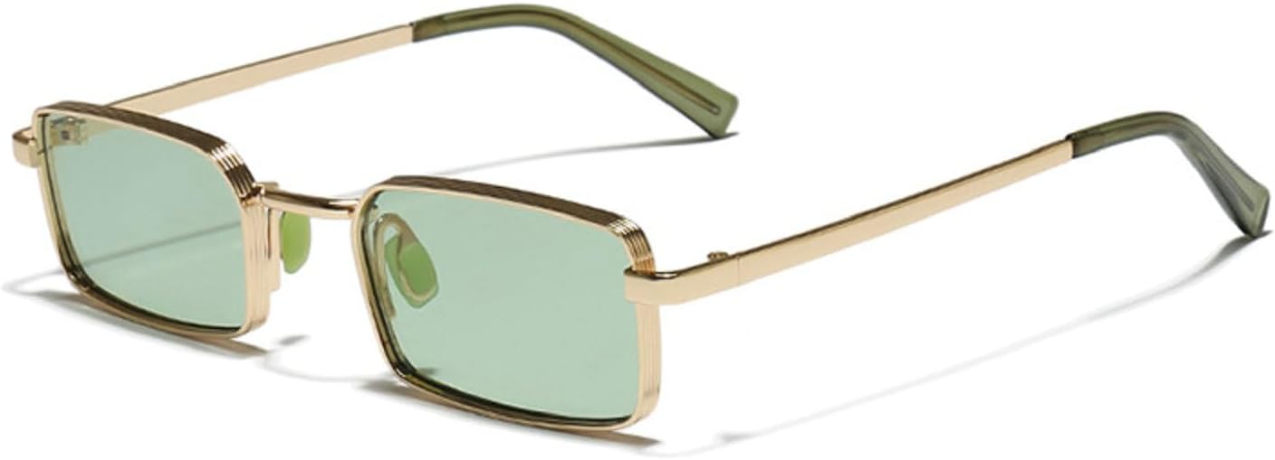 

Винтажные маленькие мужские солнцезащитные очки прямоугольной формы из металла в стиле хип-хоп, женские солнцезащитные очки класса люкс, квадратные солнцезащитные очки mincl, Green