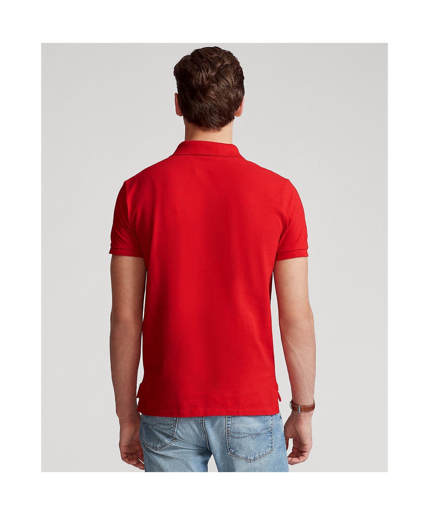 Поло-рубашка из сетчатой ткани приталенного кроя, сшитая. Polo Ralph Lauren, 600 Red — фото 4
