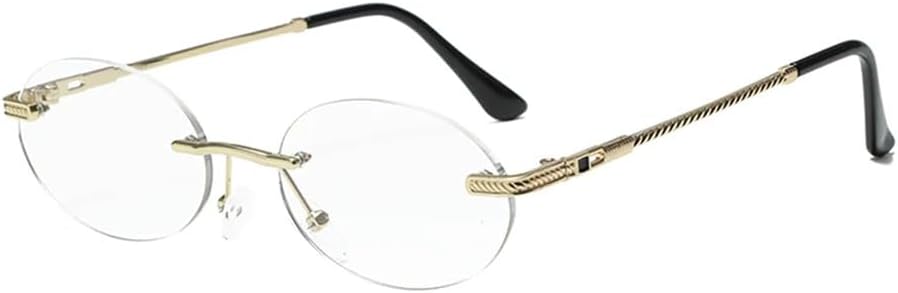 

Модные овальные солнцезащитные очки, маленькие, без оправы, для женщин и мужчин, металлические, синие, солнцезащитные очки с защитой от УФ-излучения UV400 LOVQZAOF, 02