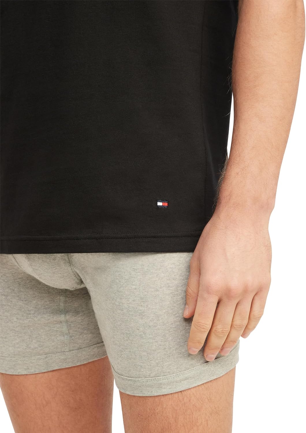 Мужские футболки Tommy Hilfiger из хлопка, классические футболки с круглым вырезом, 3 Black — фото 3