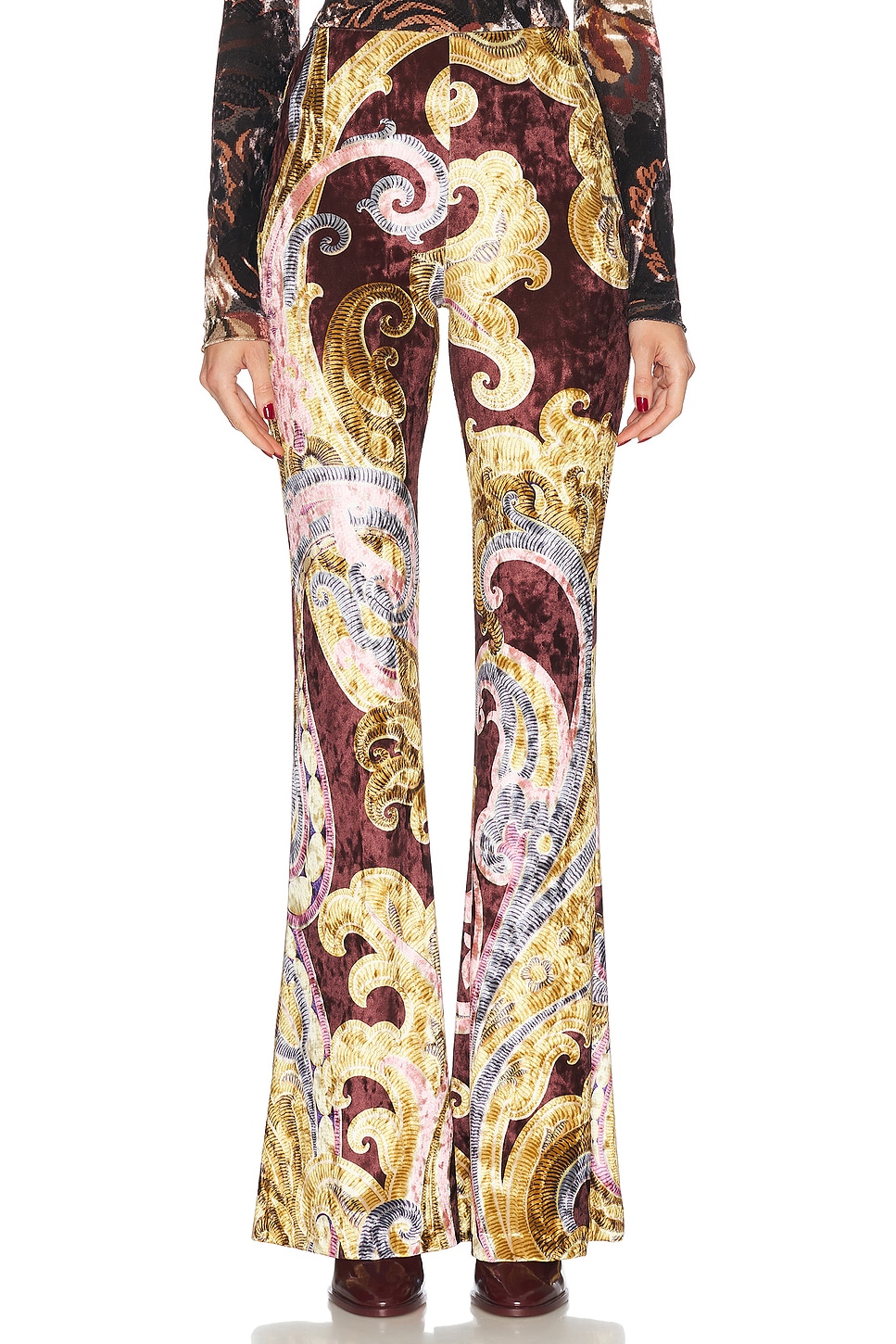 

Расклешенные брюки Etro, цвет Print On Yellow Base