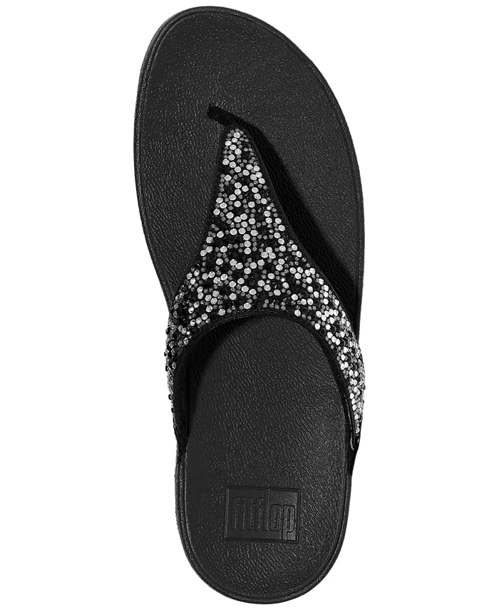 Женские босоножки-танкетки Lulu Crystal Mix с перемычкой между пальцами FitFlop, серый — фото 3