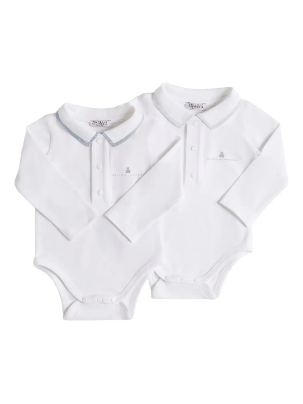 

Комплект боди с воротником-поло Brunello Cucinelli Kids, белый