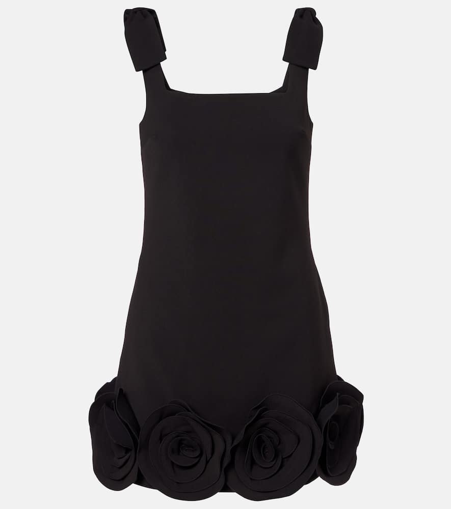 

Мини-платье из крепа с цветочной аппликацией Self-Portrait, Black