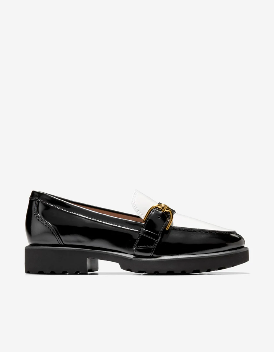 Двухцветные женские кожаные мокасины с пряжкой Cole Haan, черный