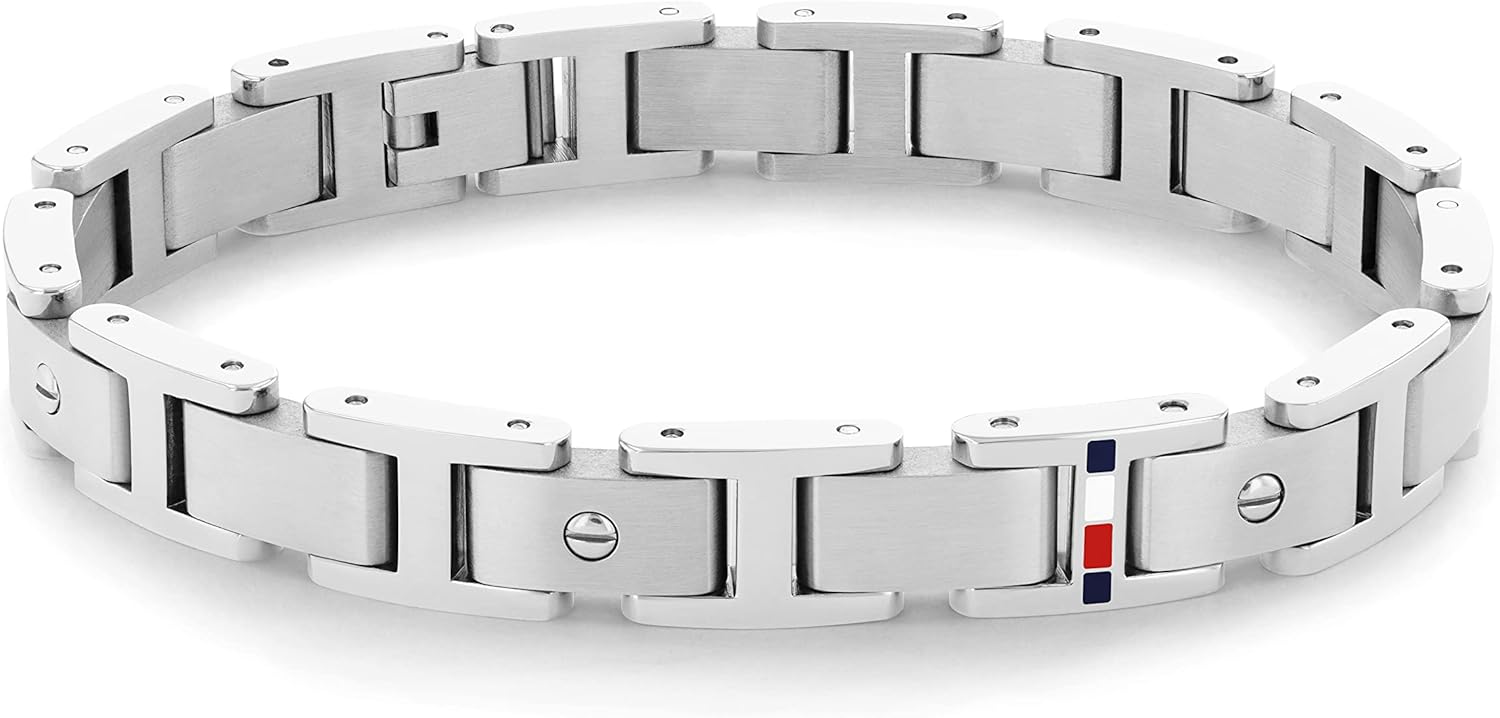 

Мужской браслет Tommy Hilfiger Screws с ионным покрытием, черный стальной браслет, Silver