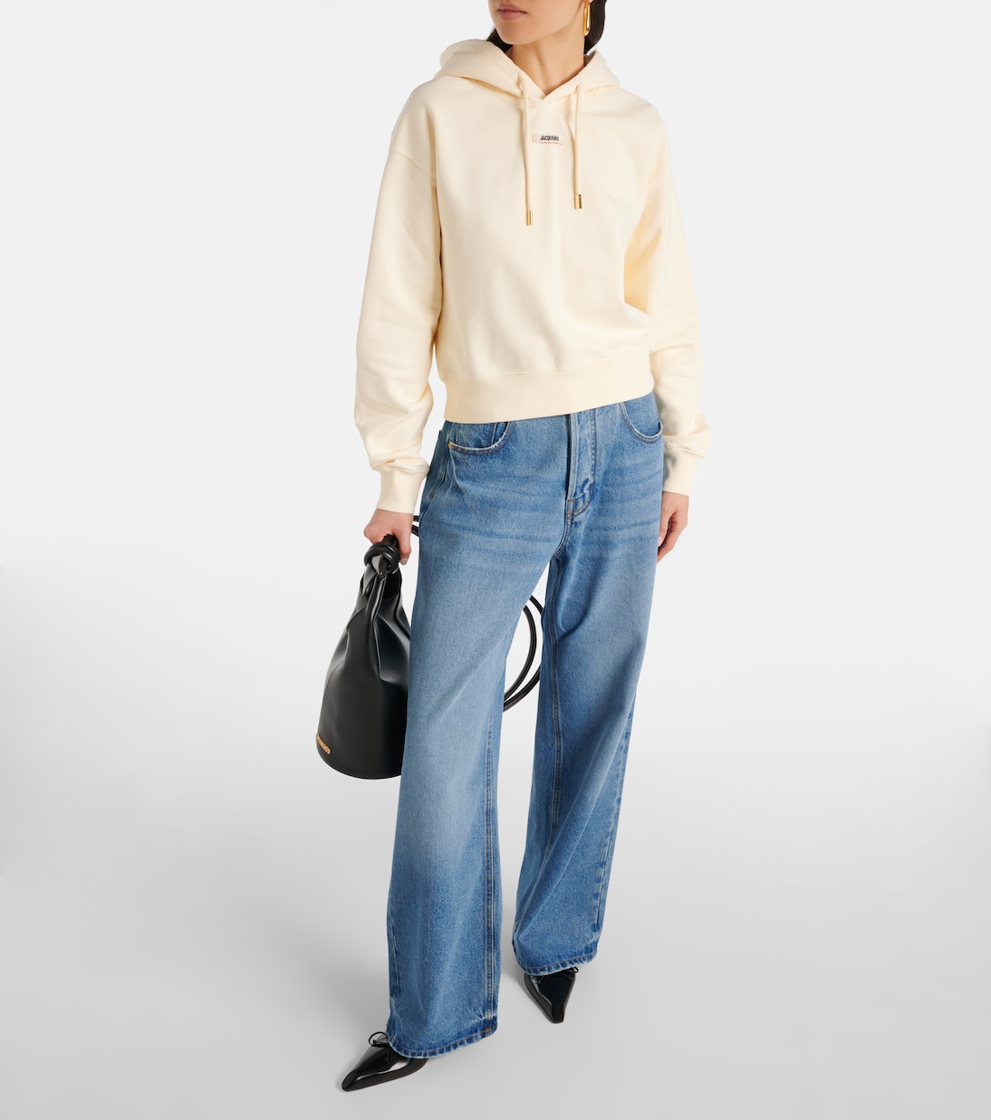 Толстовка с капюшоном из хлопка Le Hoodie Gros Grain Jacquemus, Light Beige — фото 2