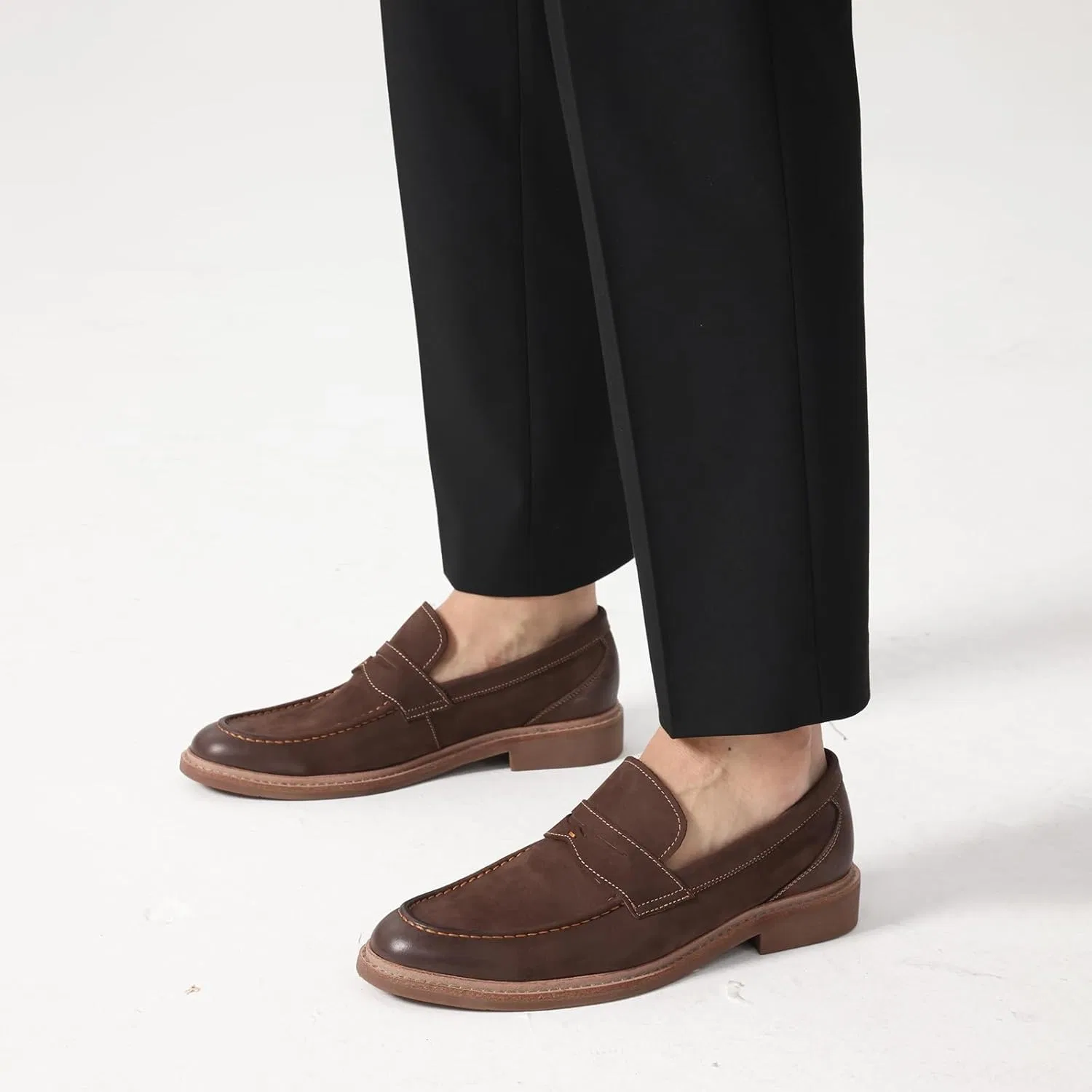Лоферы мужские, кожа замшевая, BEAU TODAY, Penny Loafers, Coffee — фото 2