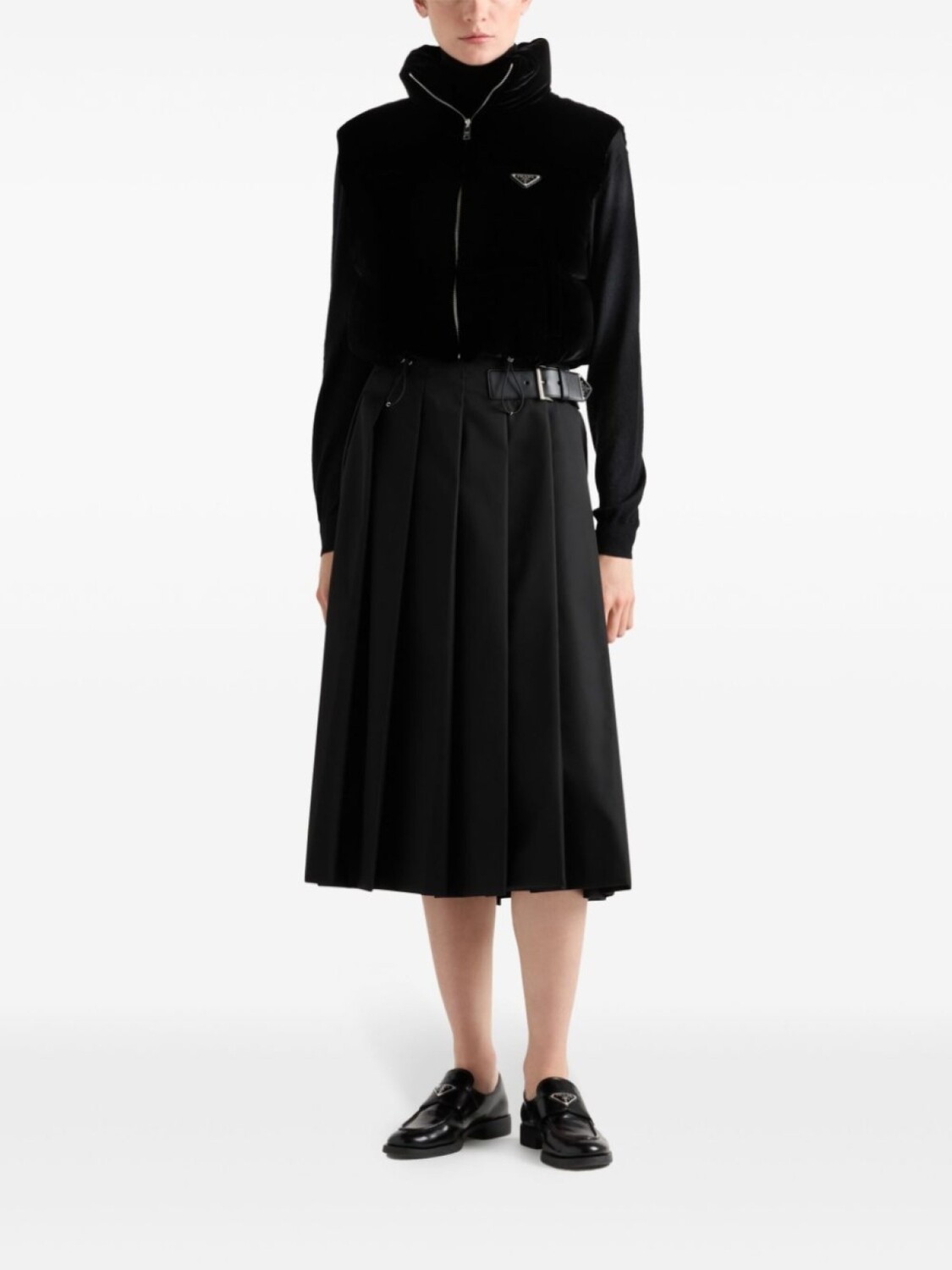 Жилет Prada стеганый укороченный, черный