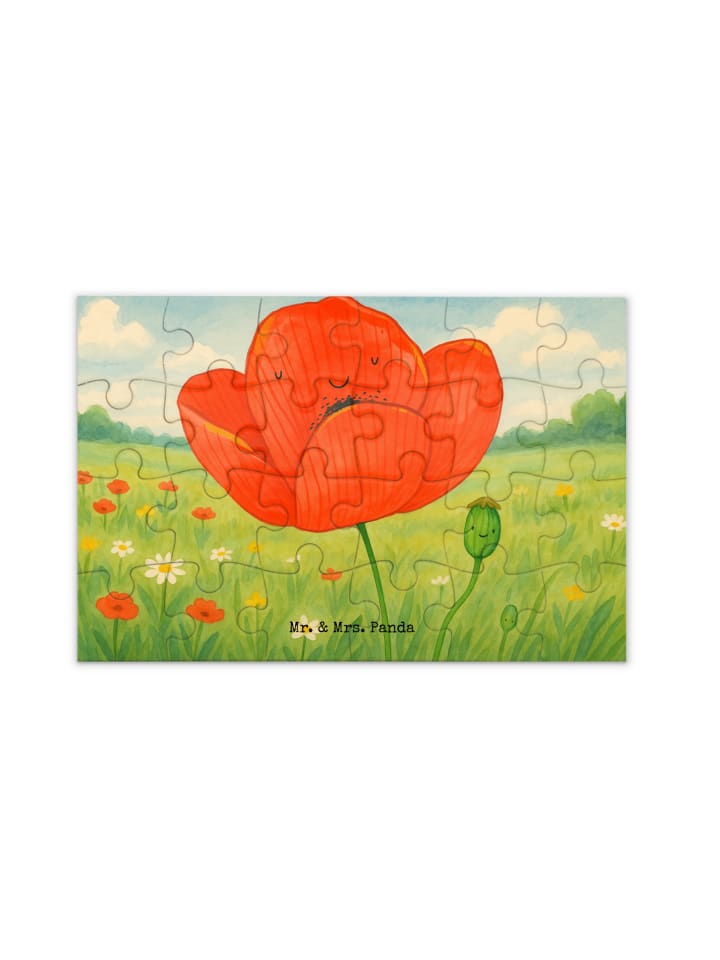 

Mr. & Mrs. Panda Дизайн в виде цветка-пазла с маком, без надписи, белого цвета