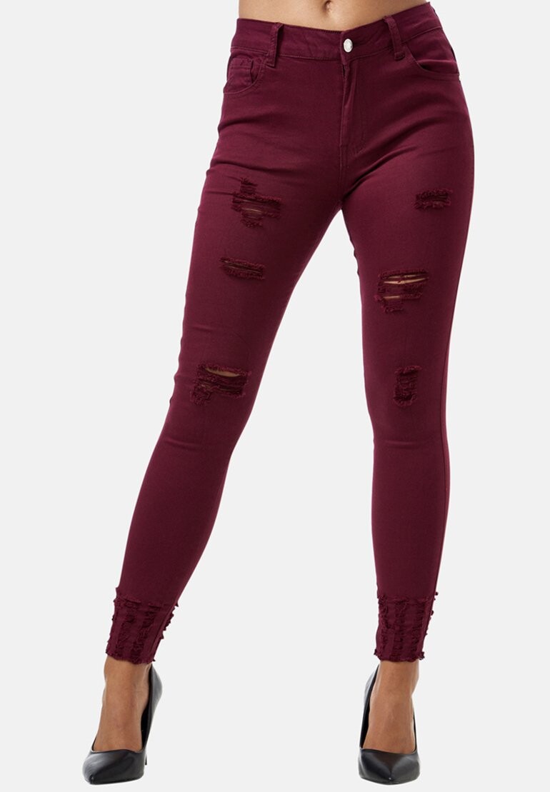 

Джинсы скинни HIGHWAIST DESTROYED Elara, Бордо
