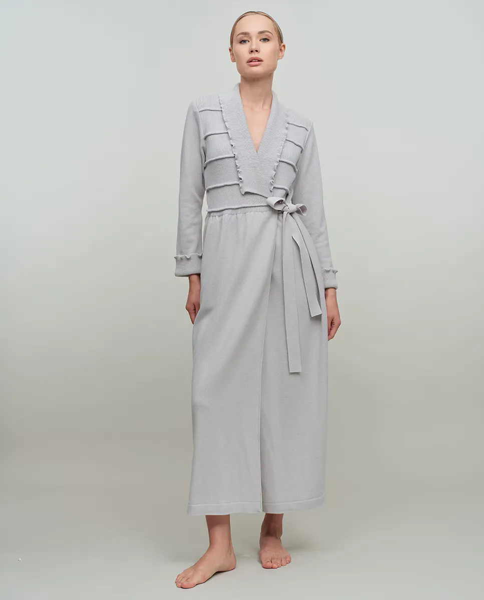 

Женский длинный вязаный халат Diseño2, светло-серый