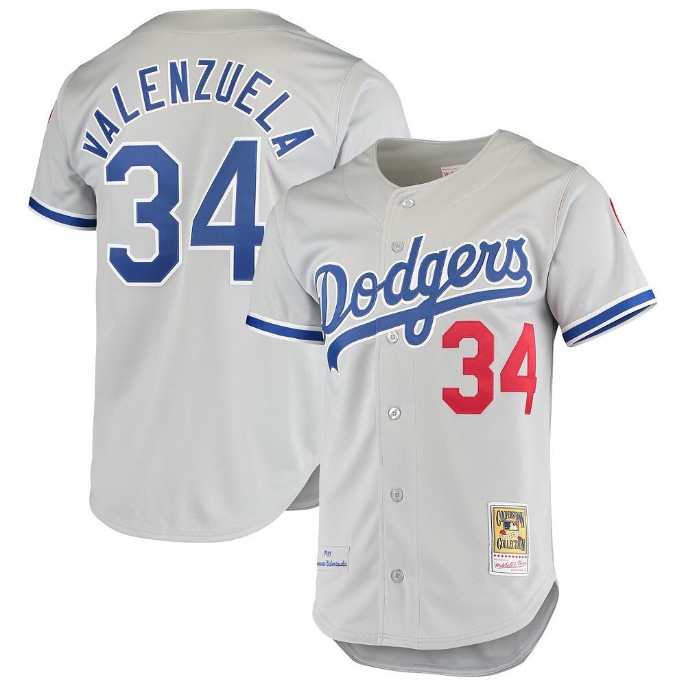 

Мужское аутентичное джерси Mitchell & Ness Fernando Valenzuela Grey Los Angeles Dodgers Road 1981 Cooperstown Collection, цвет Lad Grey