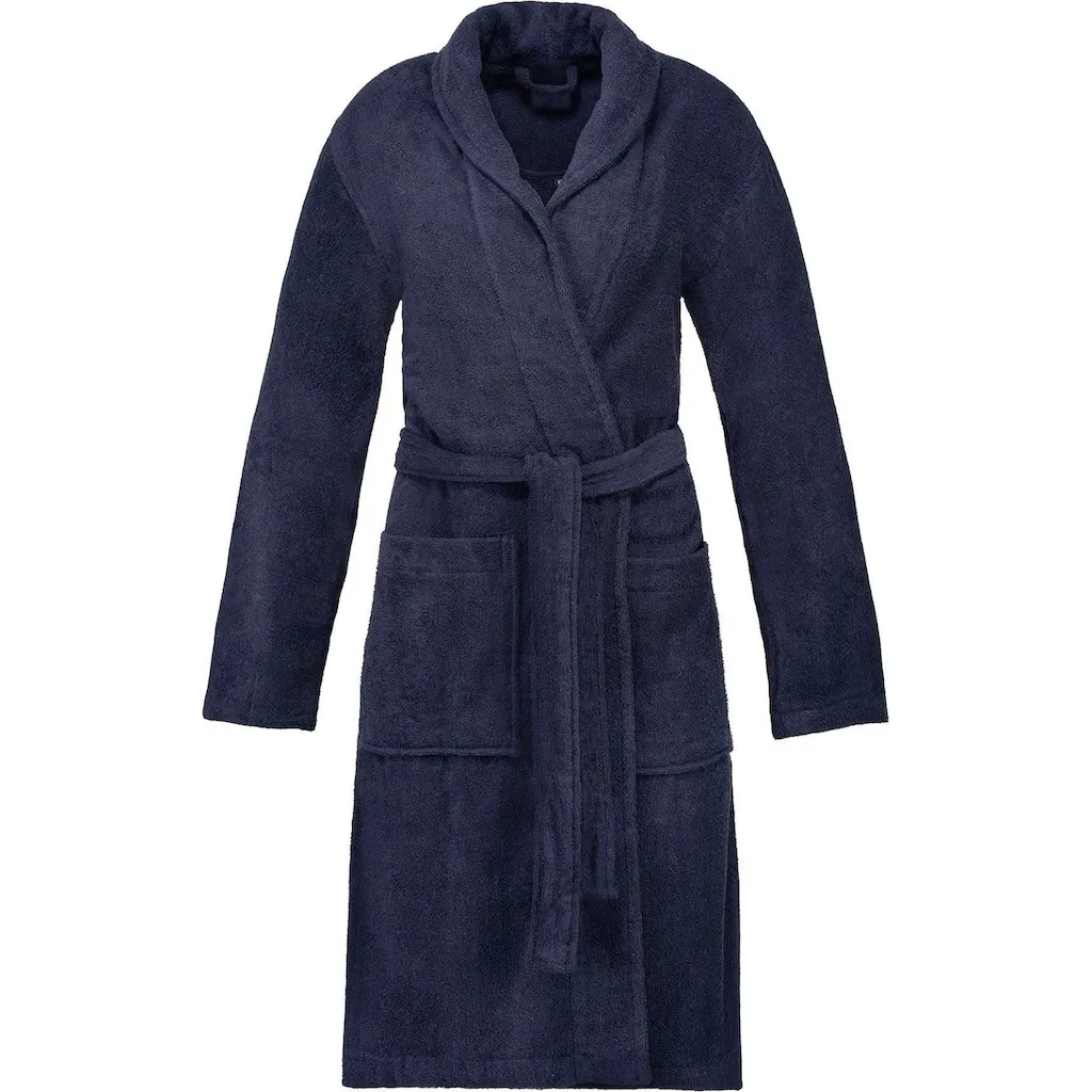 

Унисекс халат Mono, идеален для сауны и СПА, гостиничный халат, утренний халат с поясом, 1 шт., с отложным воротником и вышивкой логотипа Esprit, темно-синий