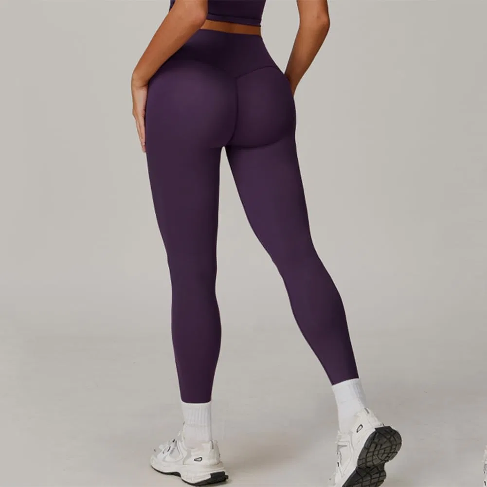 Женские леггинсы для бега и йоги, High-Waisted, Dark Purple — фото 2
