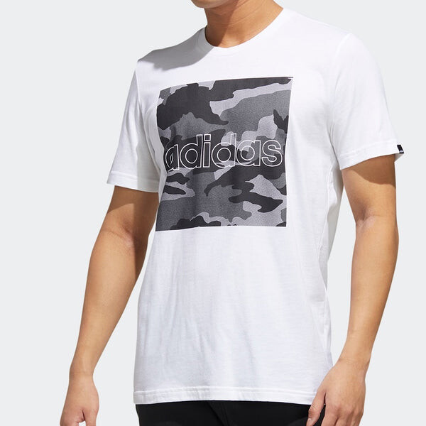 Футболка sports camouflage pattern round neck short sleeve white Adidas, белый — фото 3
