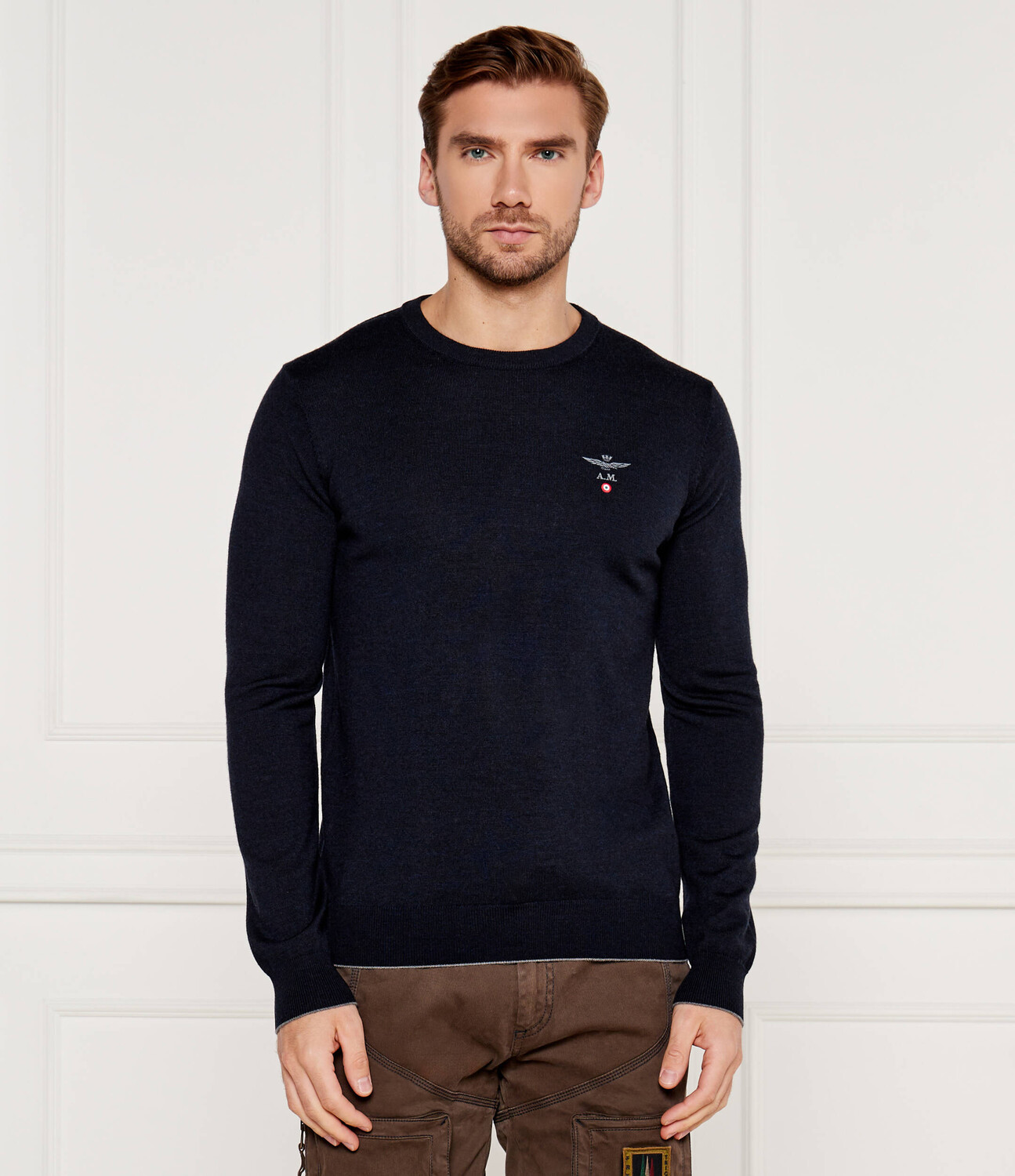 

Свитер из шерсти Aeronautica Militare Regular Fit, темно-синий