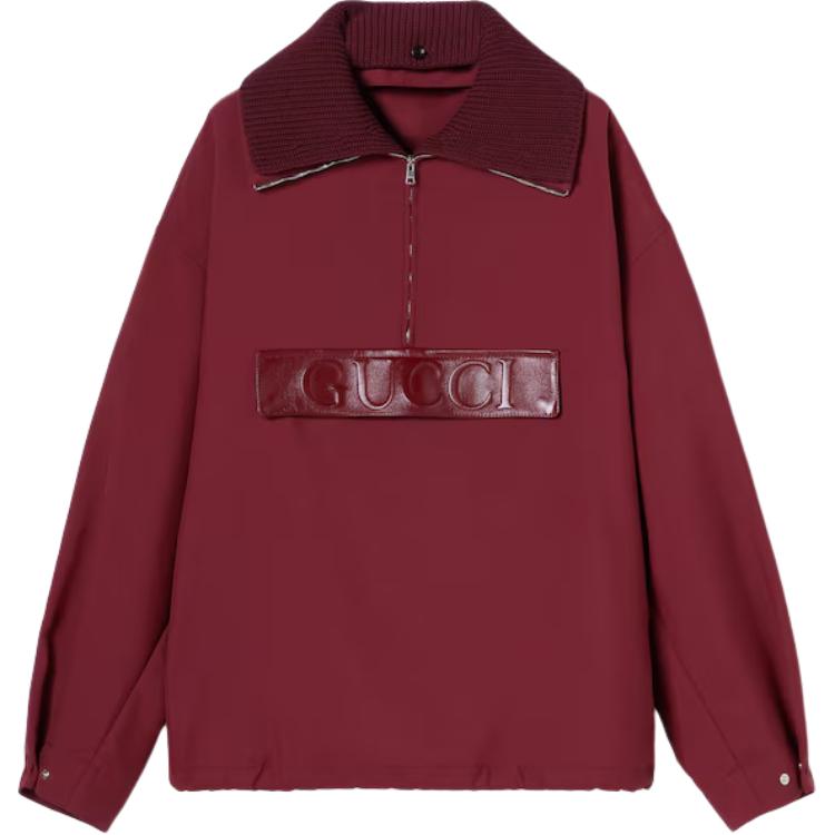 

GUCCI Куртка с логотипом на заплатке и молнией на четверть, Grape Red