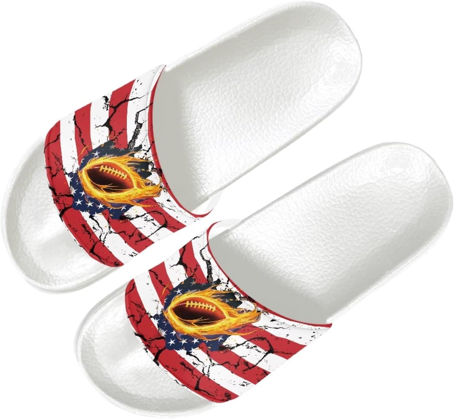 

Летние тапочки Quxjehoe для мужчин, нескользящие, для ванной и душа, домашние, для улицы, сада и пляжа, размеры US 6-13.5, Burning Football