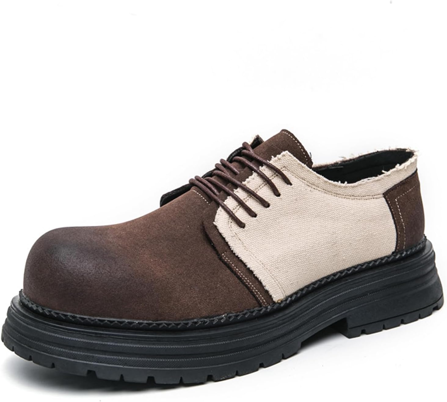 

Мужские оксфорды из кожи с комбинированными вставками на массивной платформе, классический носок, рифленая подошва, противоскользящие, на шнуровке, для вечеринок, свадеб и других мероприятий Bedgmdeg, коричневый