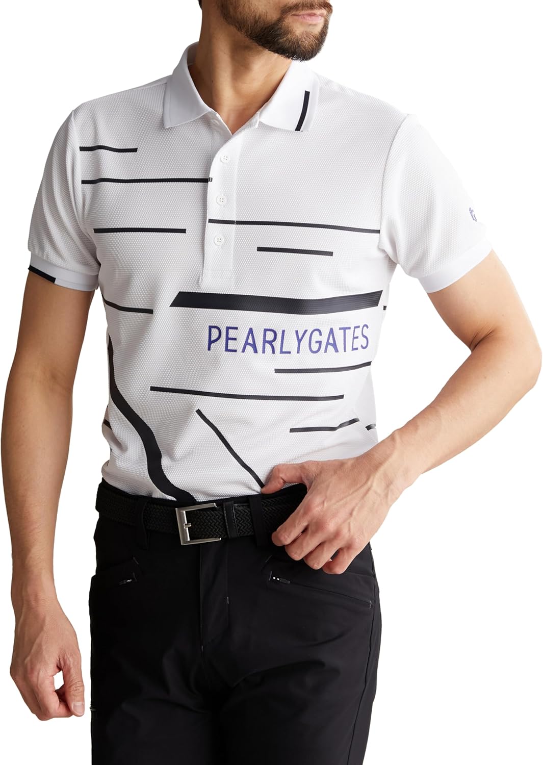 

Мужская поло-рубашка PEARLY GATES с коротким рукавом (многослойный логотип, влагоотводящая, быстросохнущая, эластичная) / для гольфа / 053-4160405, белый