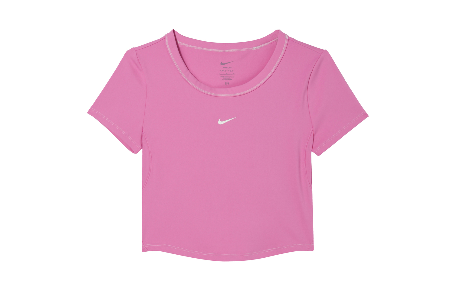 Футболка облегающая укороченная Dri-FIT розовый игривый Nike, розовый шаловливый — фото 2