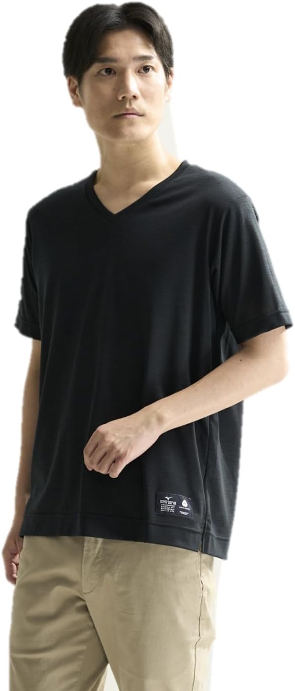 

Футболка MIZUNO Merino Wool 365, V-образный вырез, короткий рукав, быстросохнущая, с стойкими дезодорирующими свойствами, регулирующая температуру и влажность, унисекс/для взрослых, черный