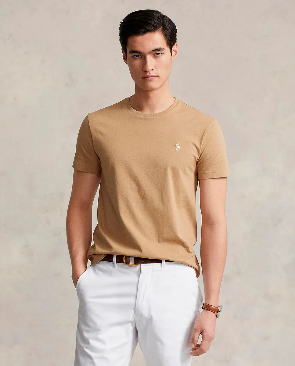 

Мужская хлопковая футболка с вышитым логотипом Polo Ralph Lauren, коричневый