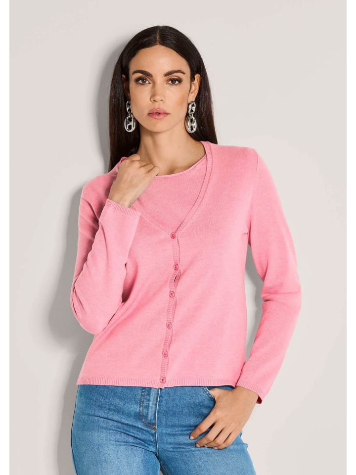 

MADELEINE Простой кардиган с коротким рукавом, цвет малиновый сорбет/меланж