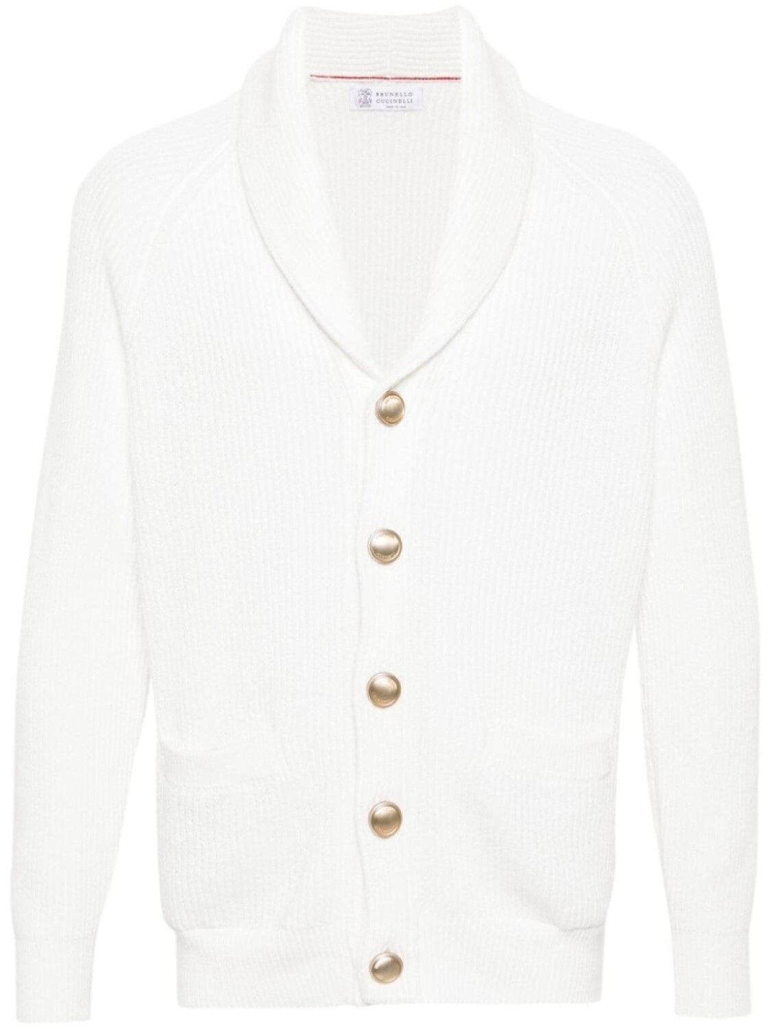 

Brunello Cucinelli кардиган в рубчик с тисненым логотипом, белый