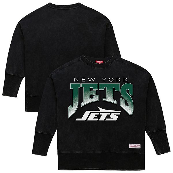 

Женский черный свитшот New York Jets Delineate Mineral Wash Mitchell & Ness