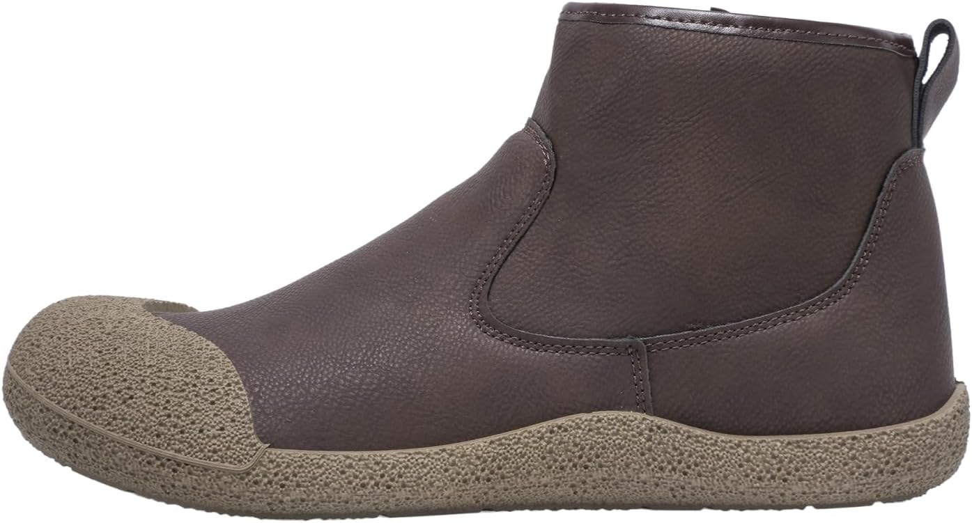 

Мужские средние кожаные ботинки с флисовой подкладкой: боковая молния, противоскользящая подошва Khwfjas, коричневый